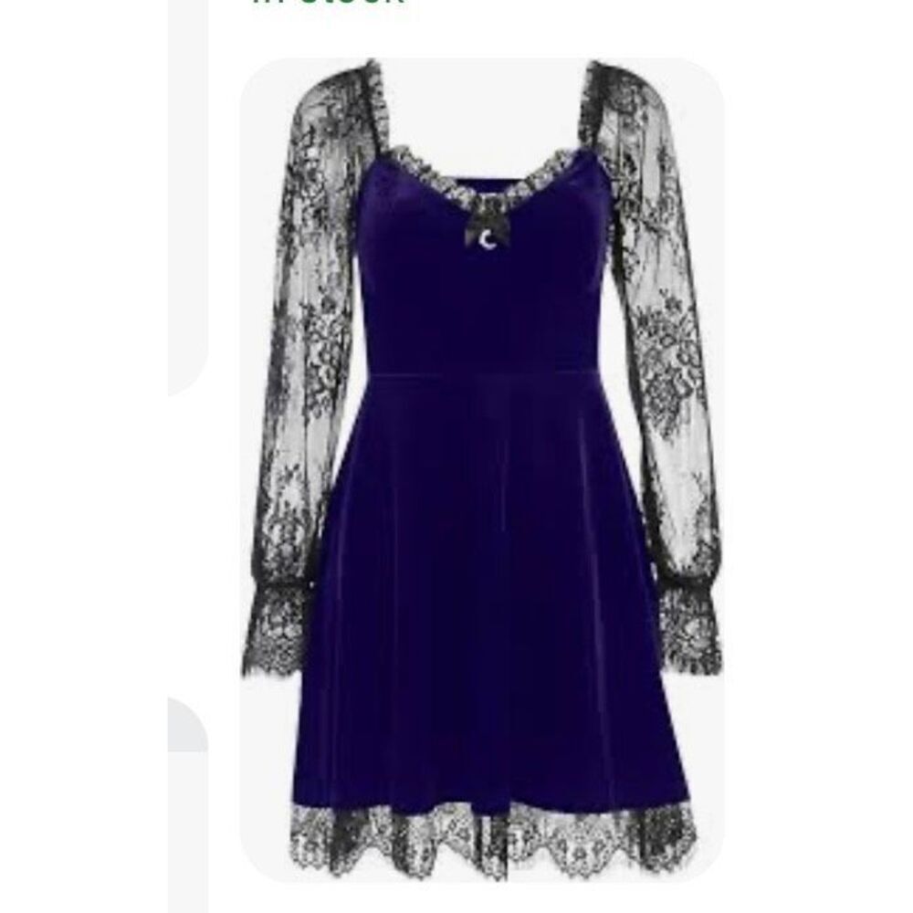 Goth, vampire, velvet, purple whimsy, goth, dark fairy grunge dress small